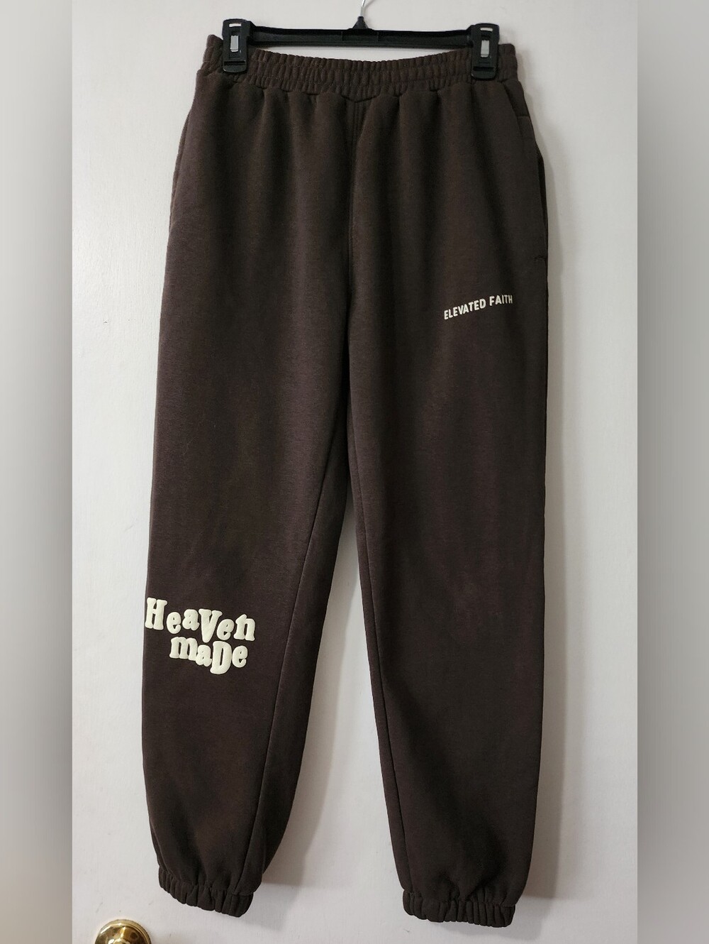 Elevated Faith Brown Fleece Jogger Sweatpants Drawstring Waist Small S Womens
